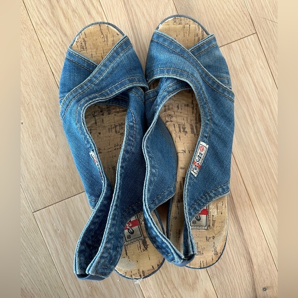 Ersax Denim Slingback Wedge Sandals size 40 - Picture 8 of 8